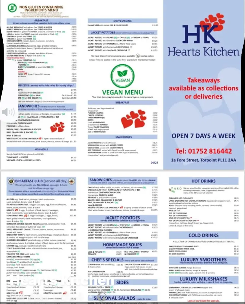 Menu_Hearts Kitchen_Torpoint_image_1