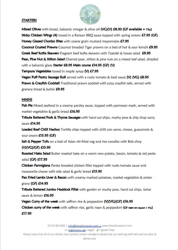 Menu_The Wilcove Inn_Torpoint_image_4