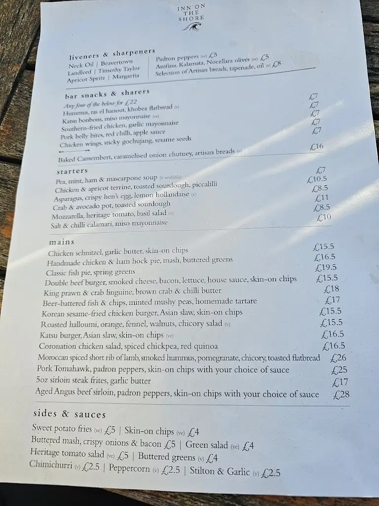 Menu_Inn On The Shore_Torpoint_image_1