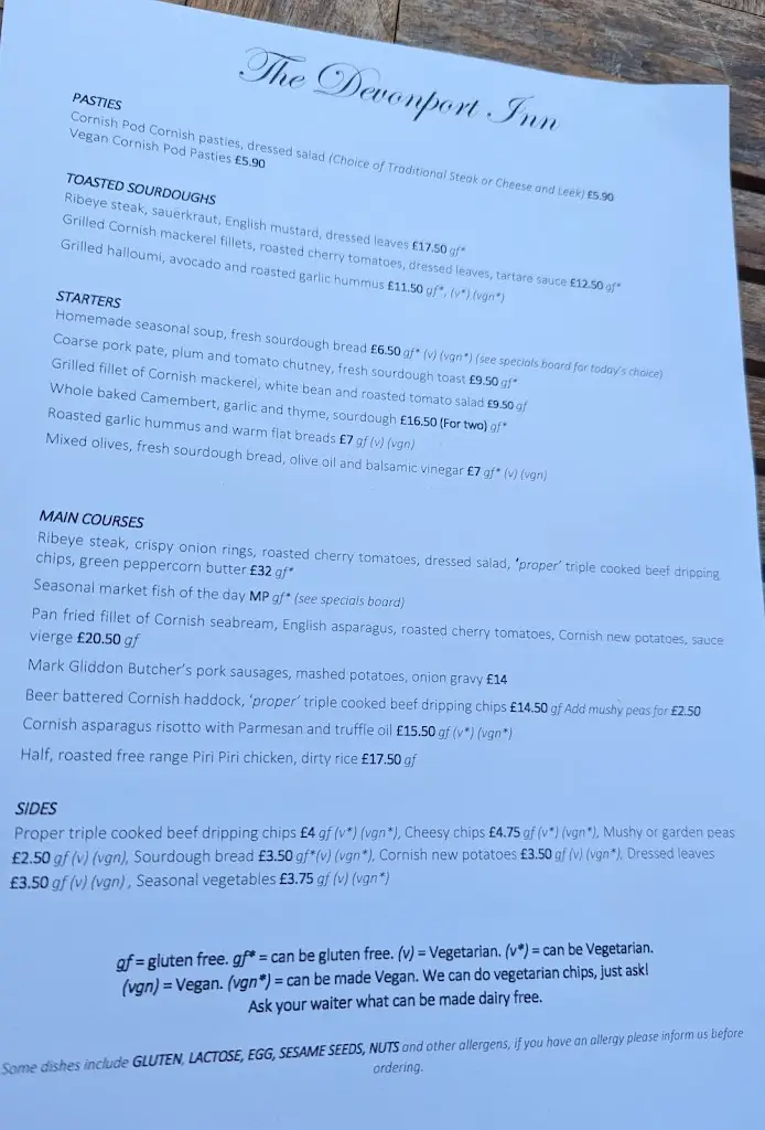 Menu_The Devonport Inn_Torpoint_immagine_2