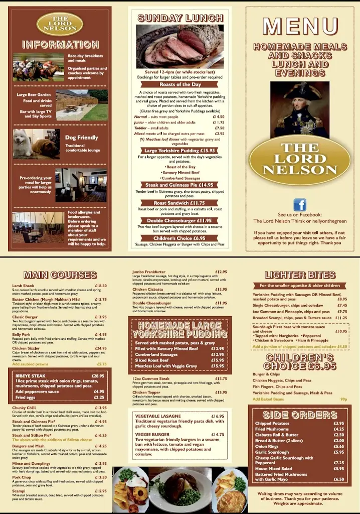 Menu_The Lord Nelson_Thirsk_immagine_1