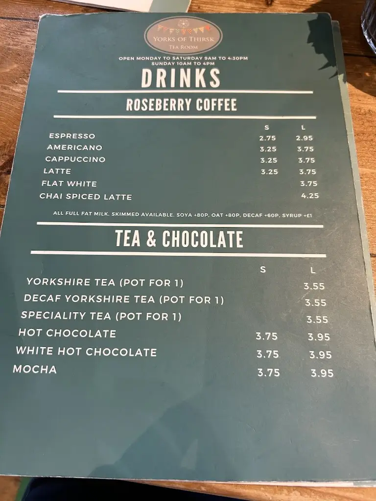 Menu_Yorks Of Thirsk_Thirsk_immagine_4