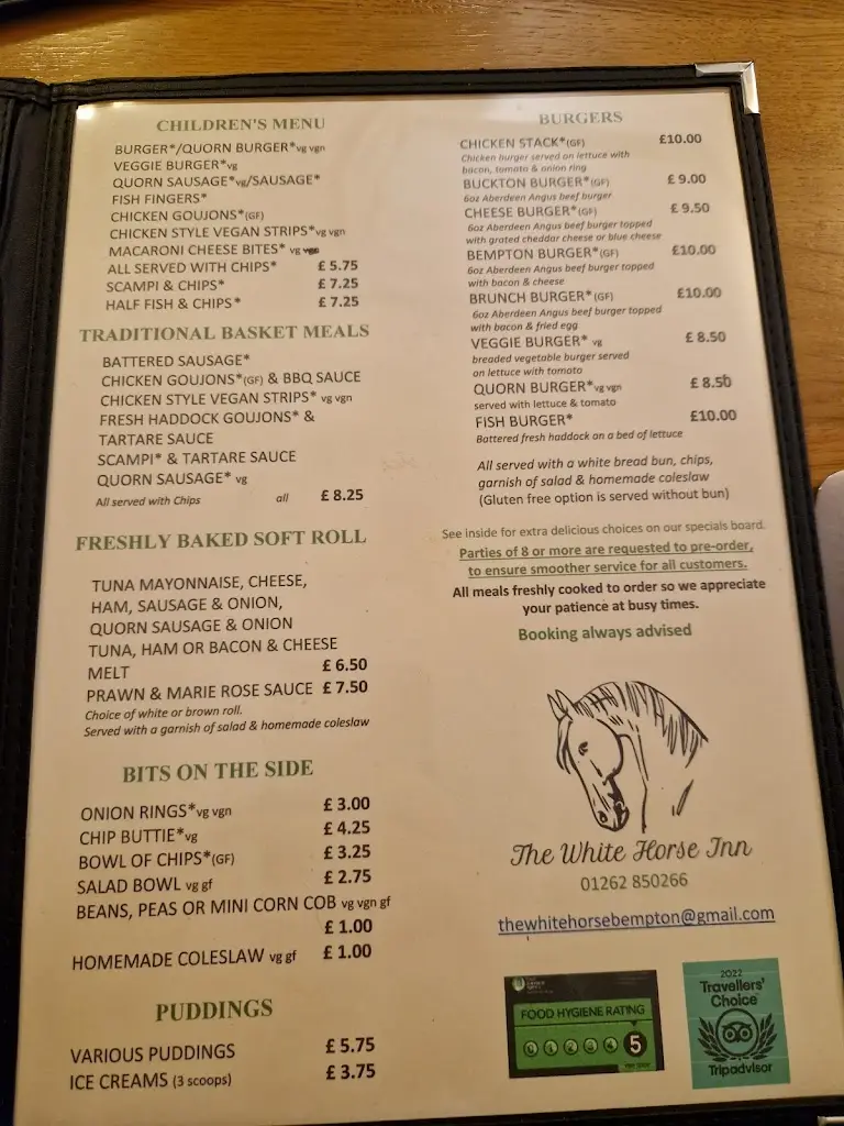 Menu_The White Horse_Bempton_image_2