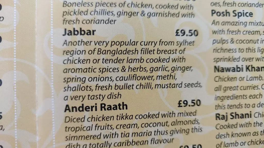 Menü_The Jaipur Spice_Thirsk_Bild_1