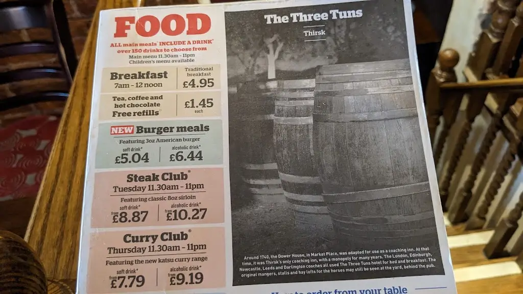 Menu_The Three Tuns - JD Wetherspoon_Thirsk_image_4