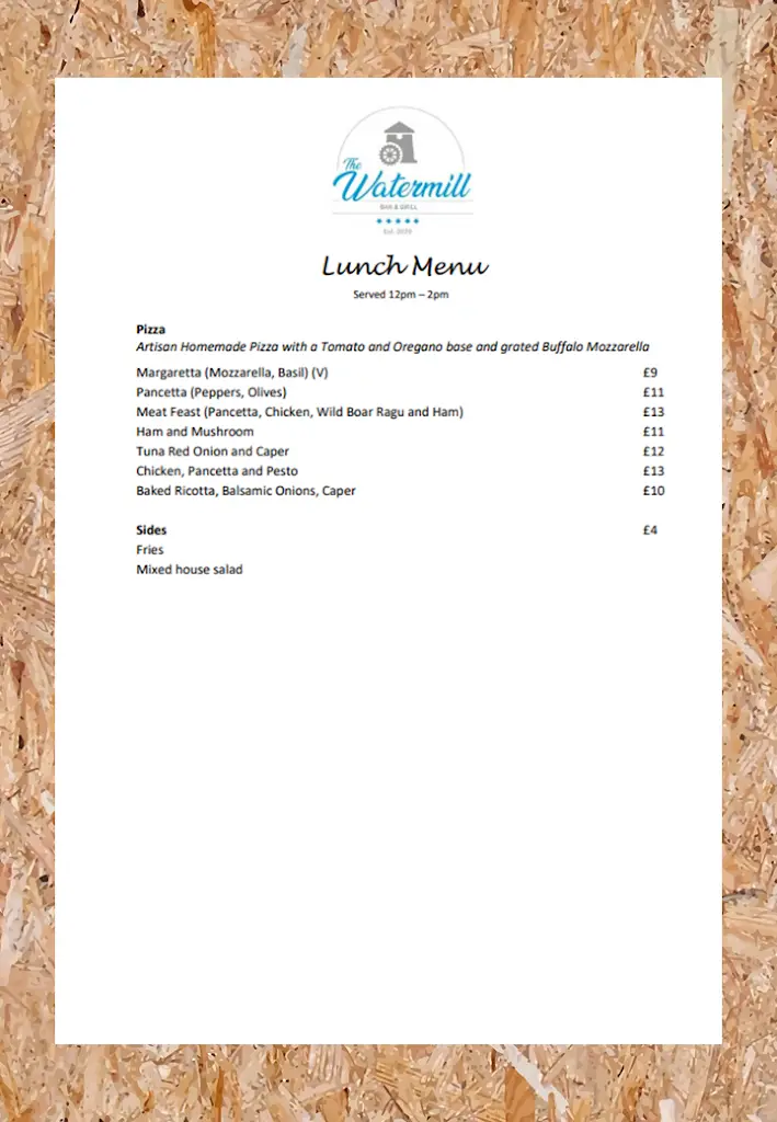 Menu_The Watermill Bar and Grill_Thirsk_immagine_3
