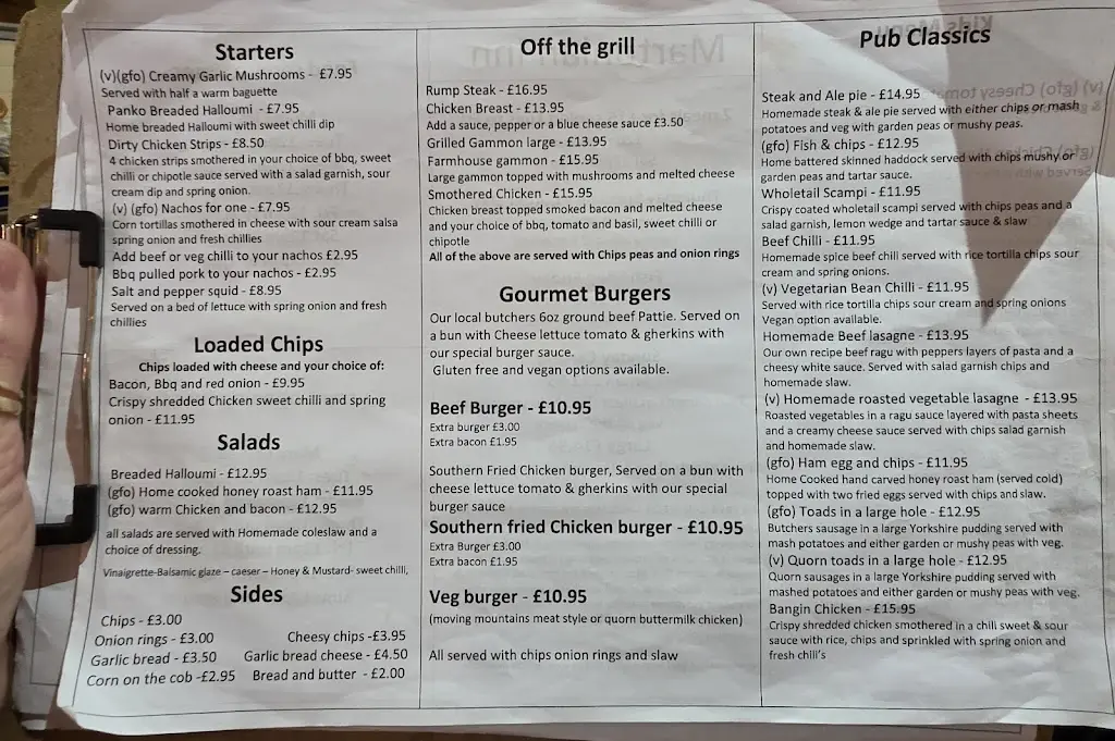 Menu_The Martonian Inn_Bempton_imagen_1