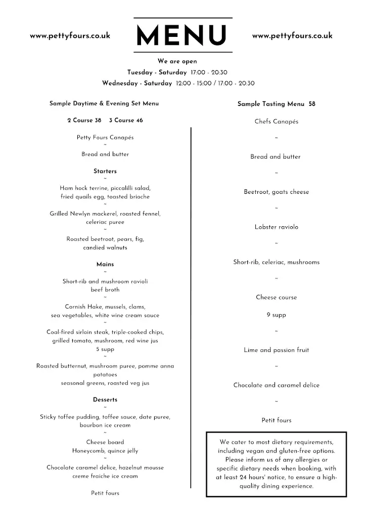 Menu_Petty Fours_Truro_image_1