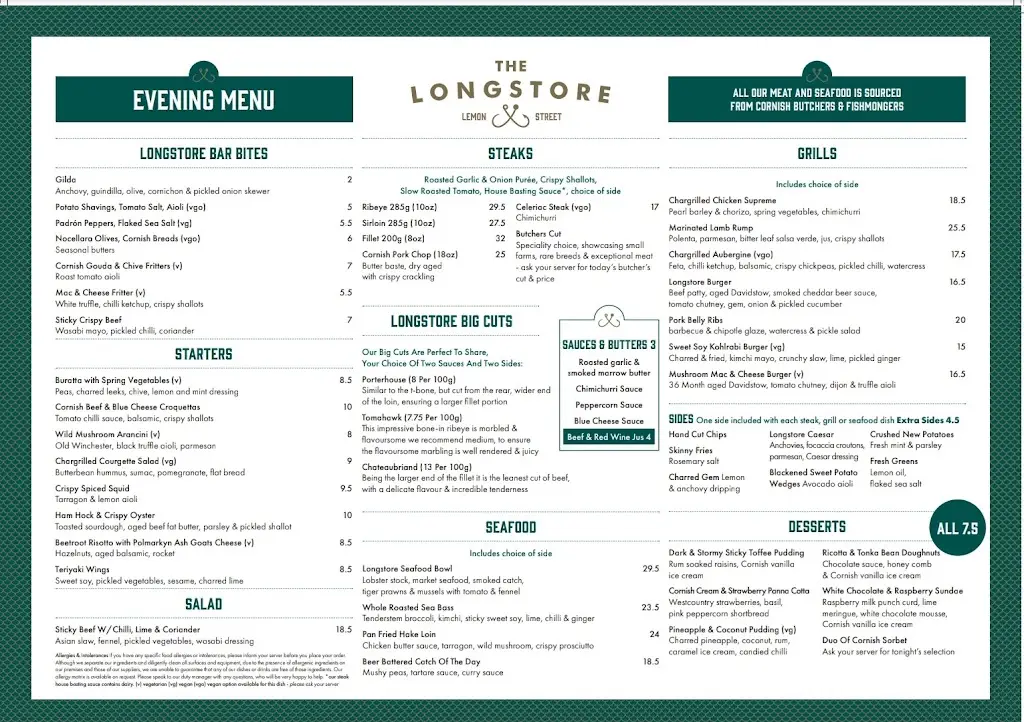 Menu_The Longstore Lemon Street_Truro_image_1