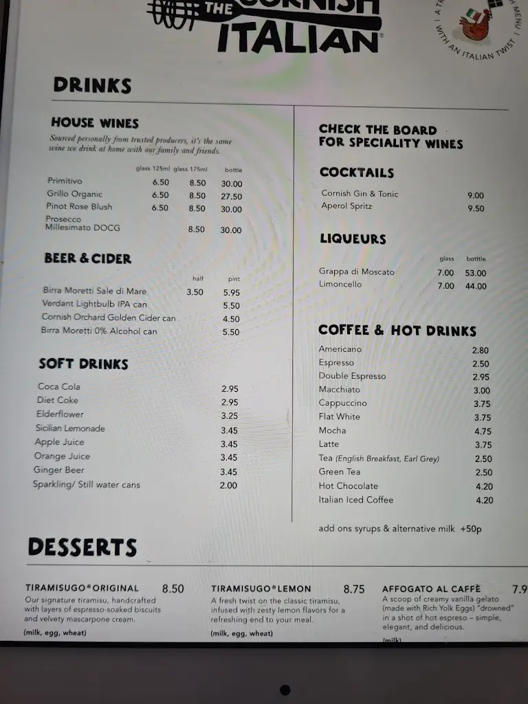 Menu_The Cornish Italian_Truro_immagine_3