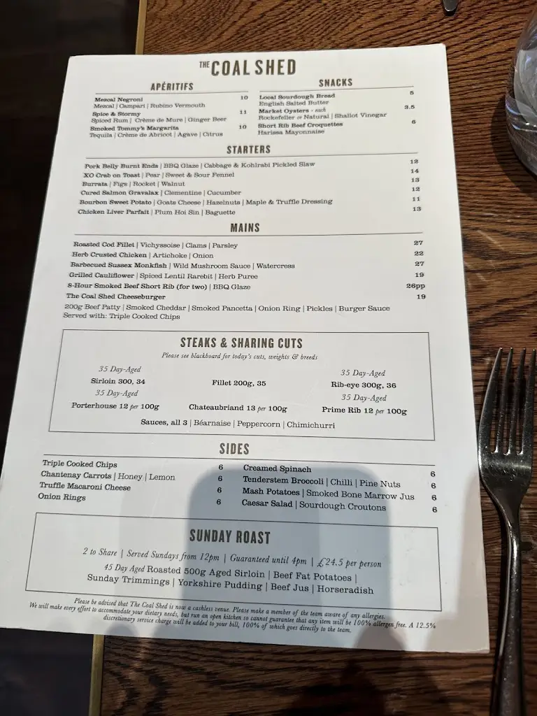 Menu_The Coal Shed Brighton_Beighton_image_2