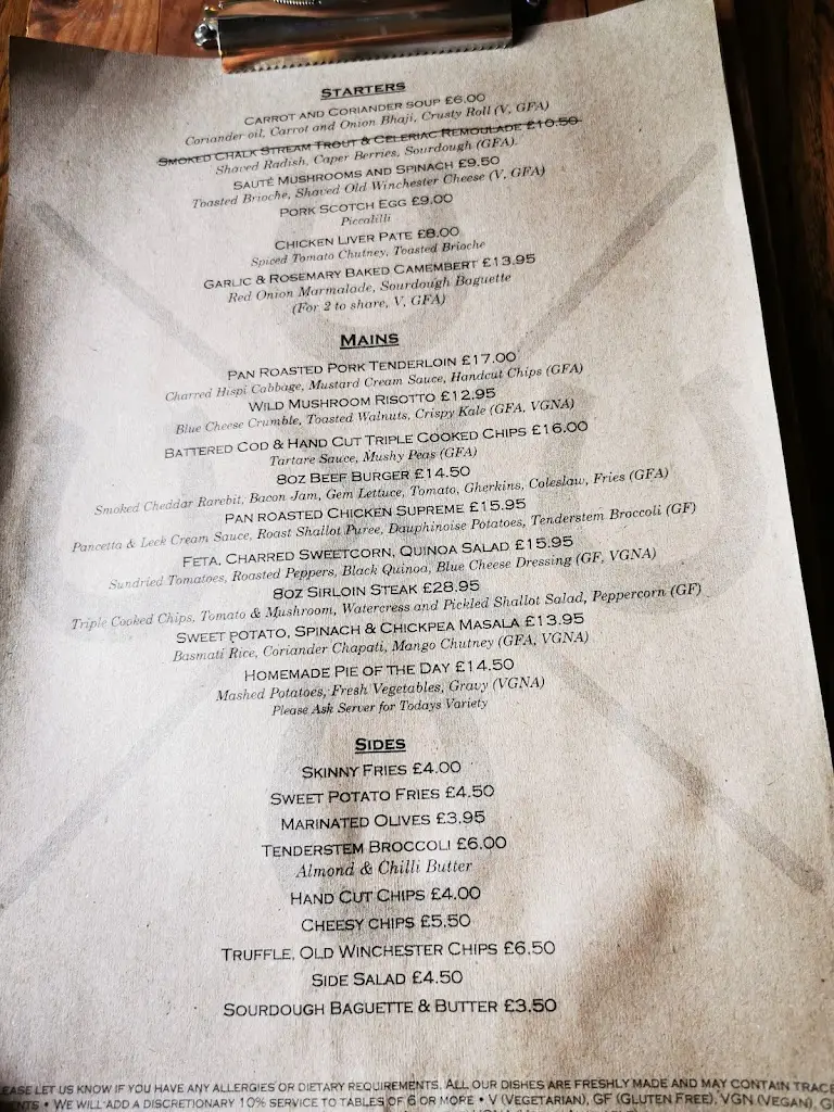 Menu_The Four Horseshoes_Totton_image_2