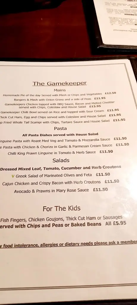 Menu_The Gamekeeper_Totton_image_2