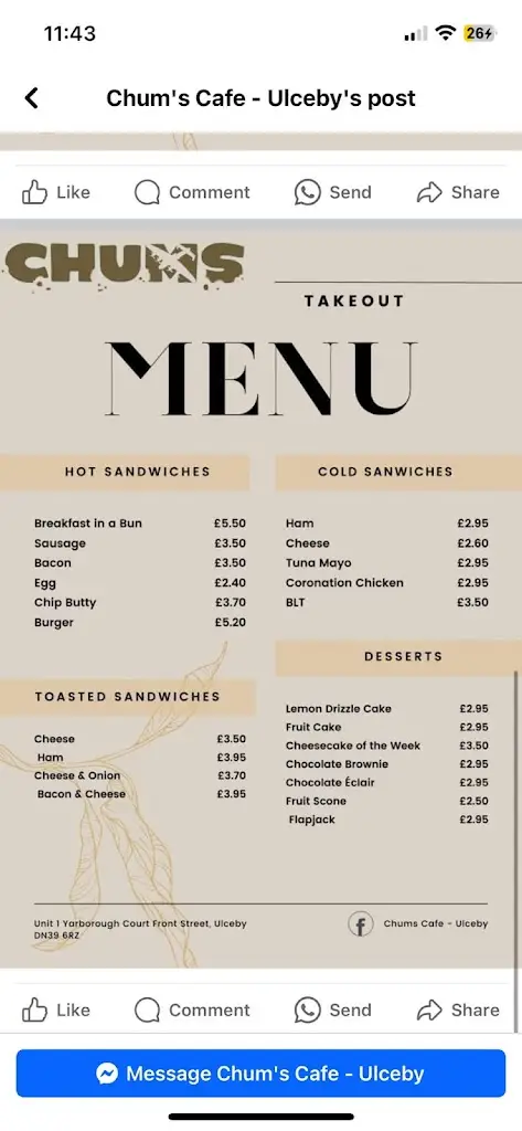 Menu_Chums Cafe Ulceby_Ulceby_image_2