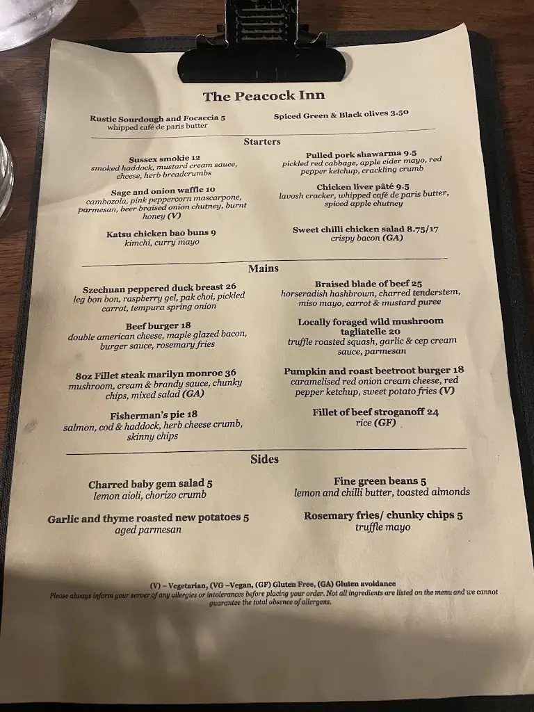 Menu_The Peacock Inn_Uckfield_image_2