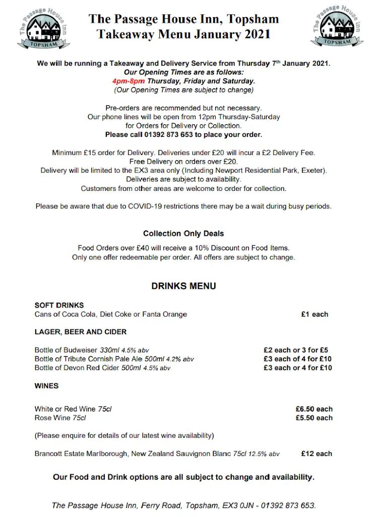 Menu_The Passage House Inn_Topsham_image_1