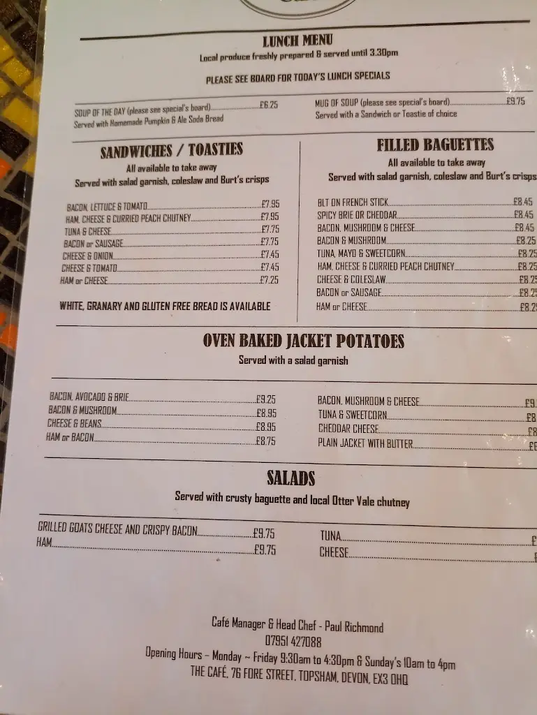 Menu_The Cafe_Topsham_immagine_2