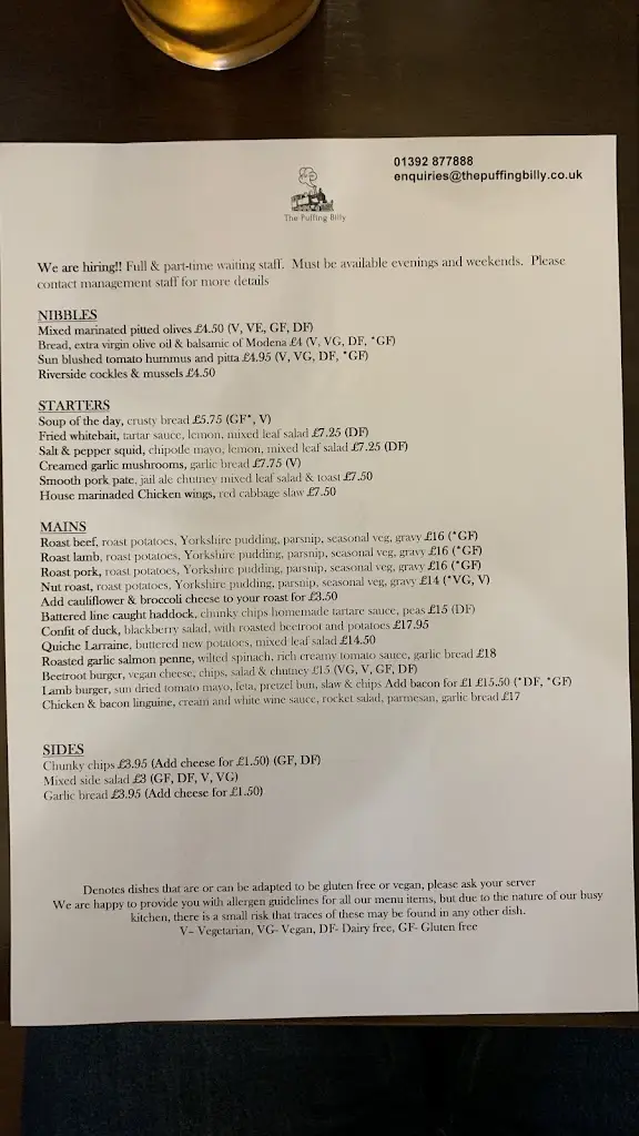 Menu_The Puffing Billy Inn_Topsham_image_4