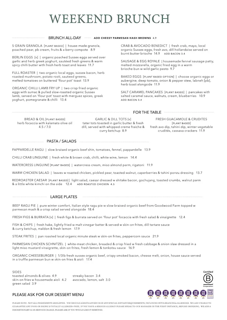 Menu_Redroaster at Brighton Dome_Beighton_image_1