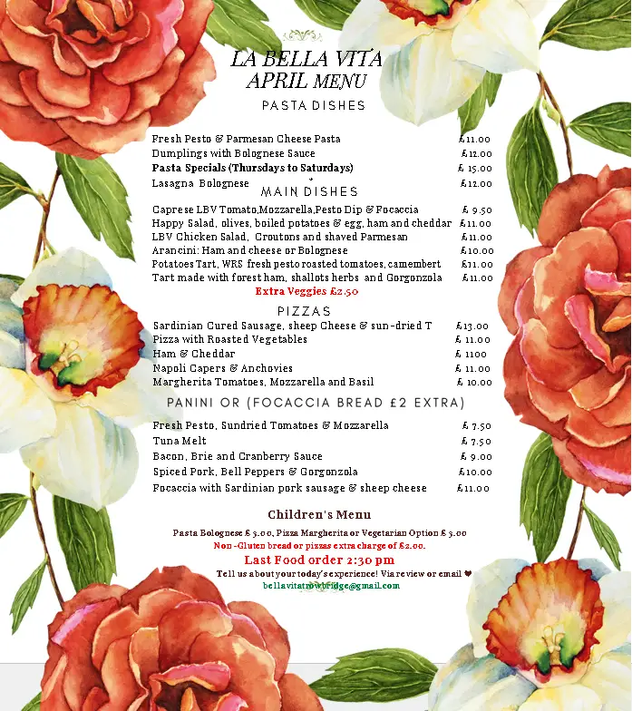 Menu_La Bella Vita_Trowbridge_immagine_1