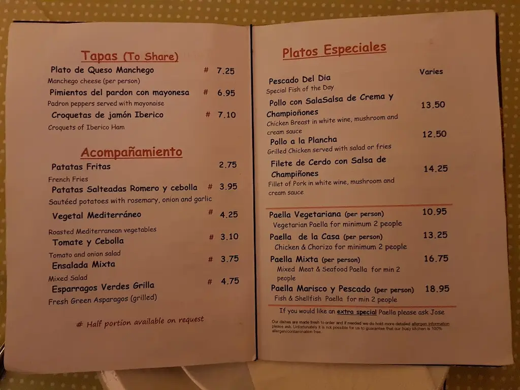 Menu_Jose's Tapas Restaurant_Wakefield_image_4