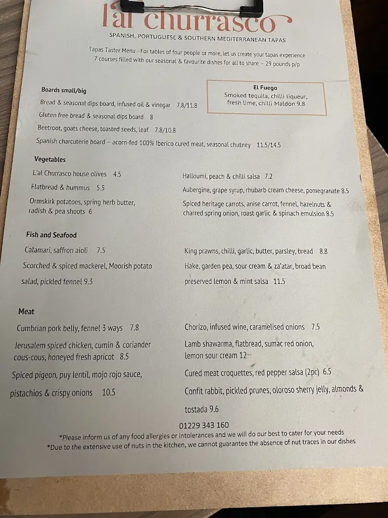 Menü_L'al Churrasco_Ulverston_Bild_2