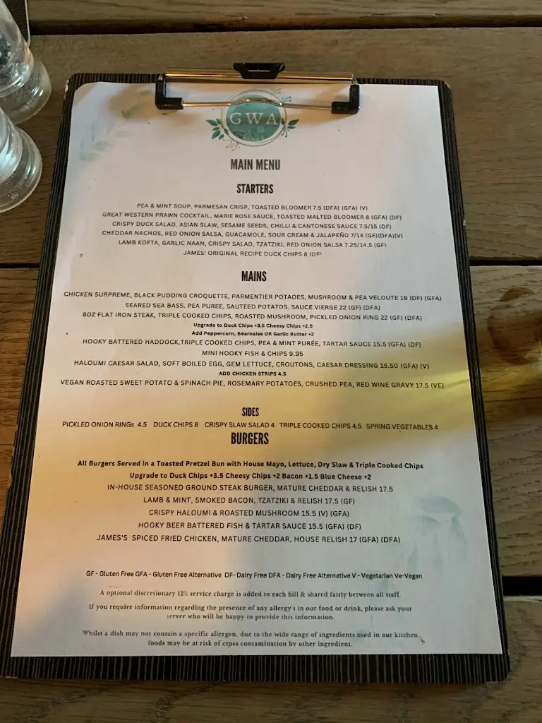Menu_Great Western Arms_Adderbury_image_1