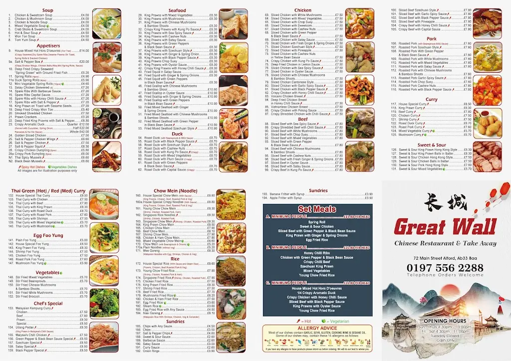 Menu_Great Wall Chinese restaurant and takeaway_Alford_image_1