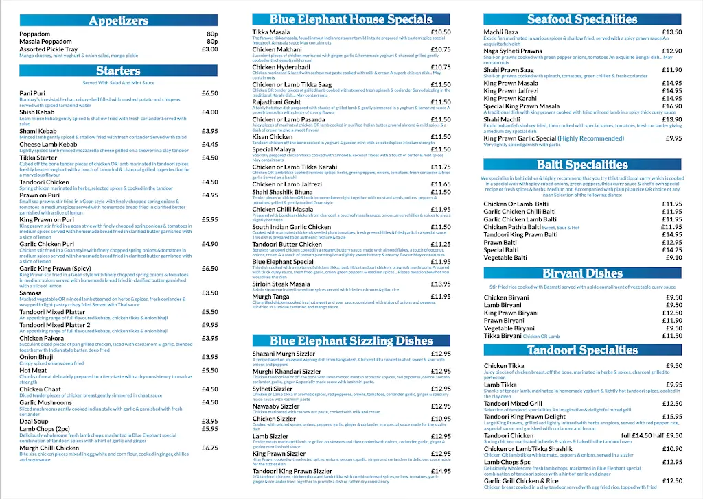 Menu_Blue Elephant Indian Restaurant_Ulverston_image_2