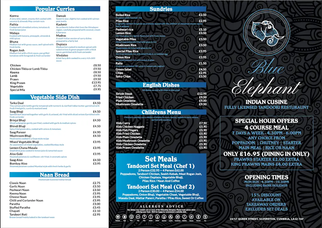 Menu_Blue Elephant Indian Restaurant_Ulverston_image_4