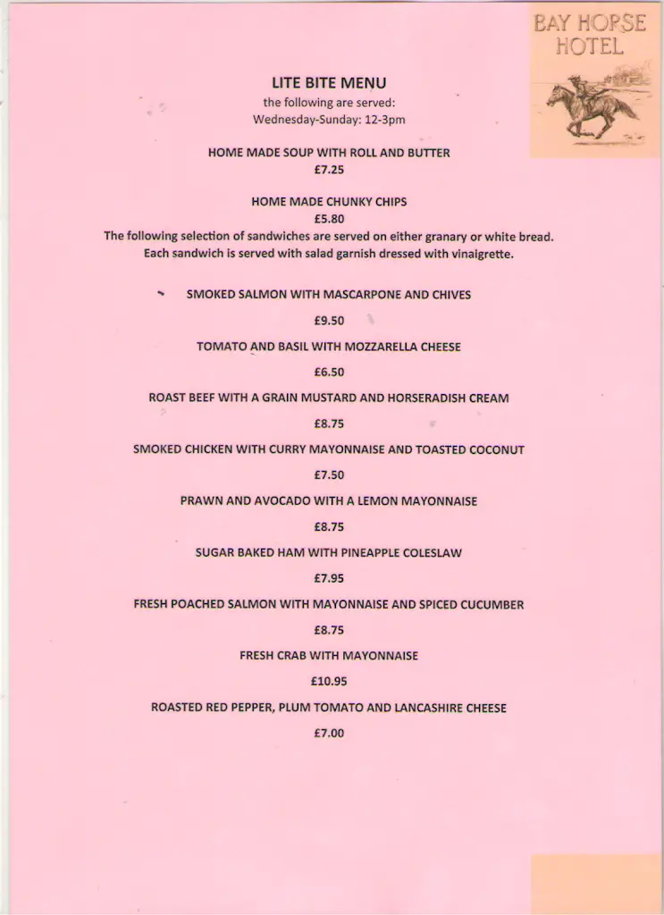 Menu_The Bay Horse Hotel & Restaurant_Ulverston_image_1