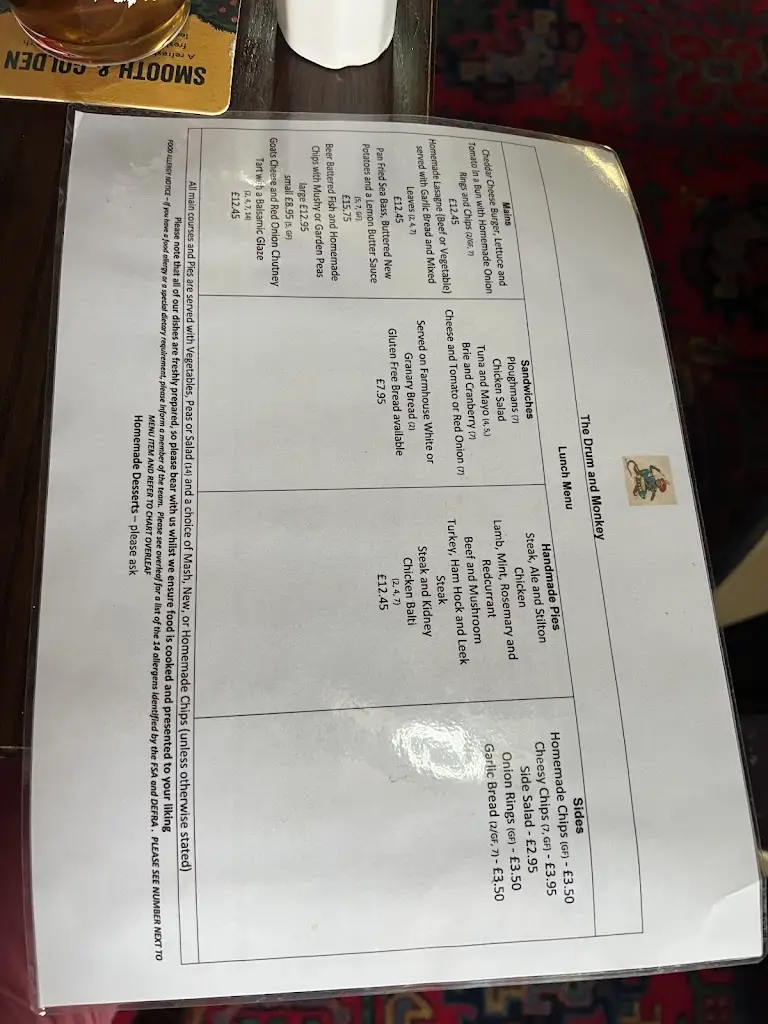 Menu_The Drum & Monkey_Upton_image_2