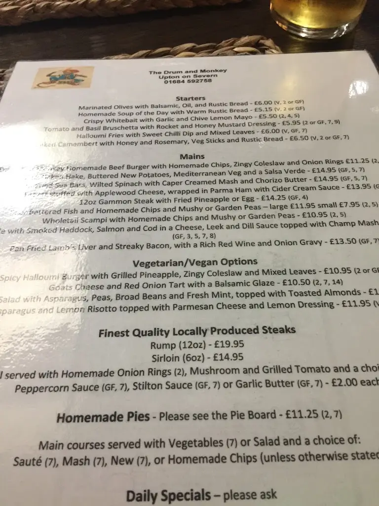 Menu_The Drum & Monkey_Upton_image_3