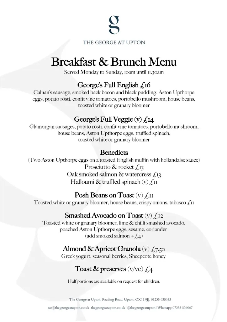 Menu_The George at Upton_Upton_image_2