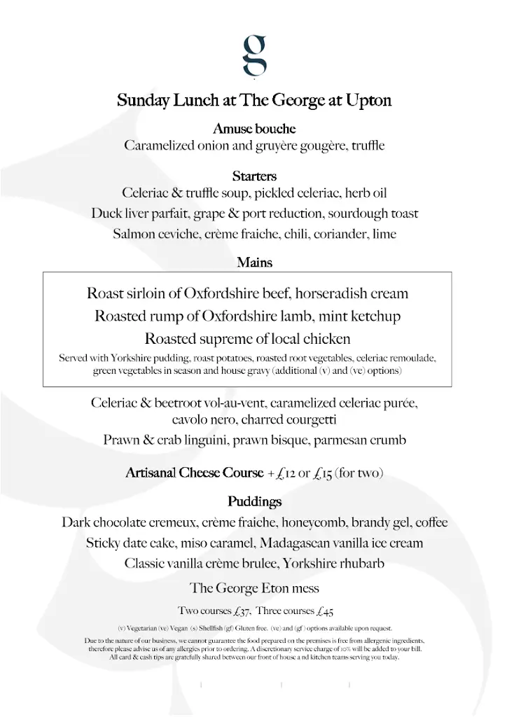 Menu_The George at Upton_Upton_image_4