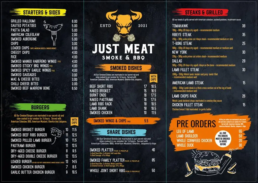 Menu_Just Meat Smoke and BBQ_Waltham Cross_image_1