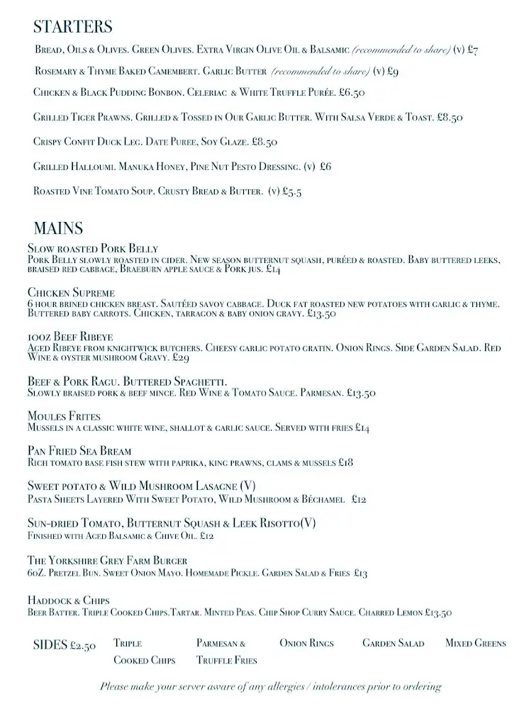 Menu_The Yorkshire Grey_Upton upon Severn_image_1