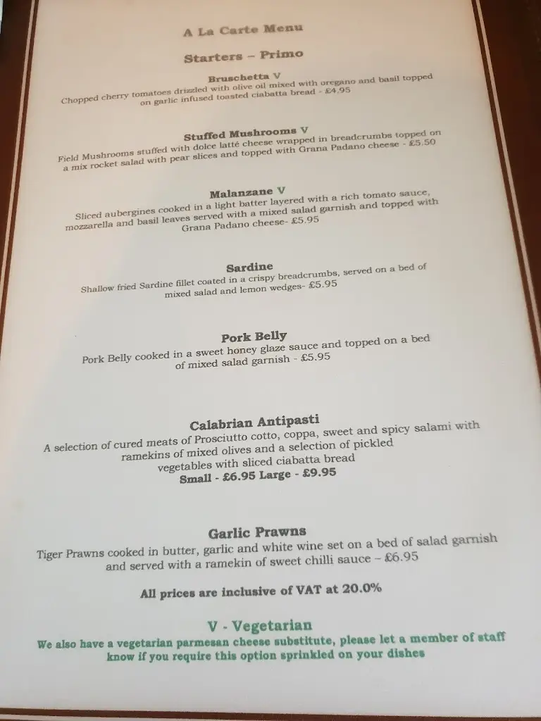 Menu_La Calabria_Wales_image_1