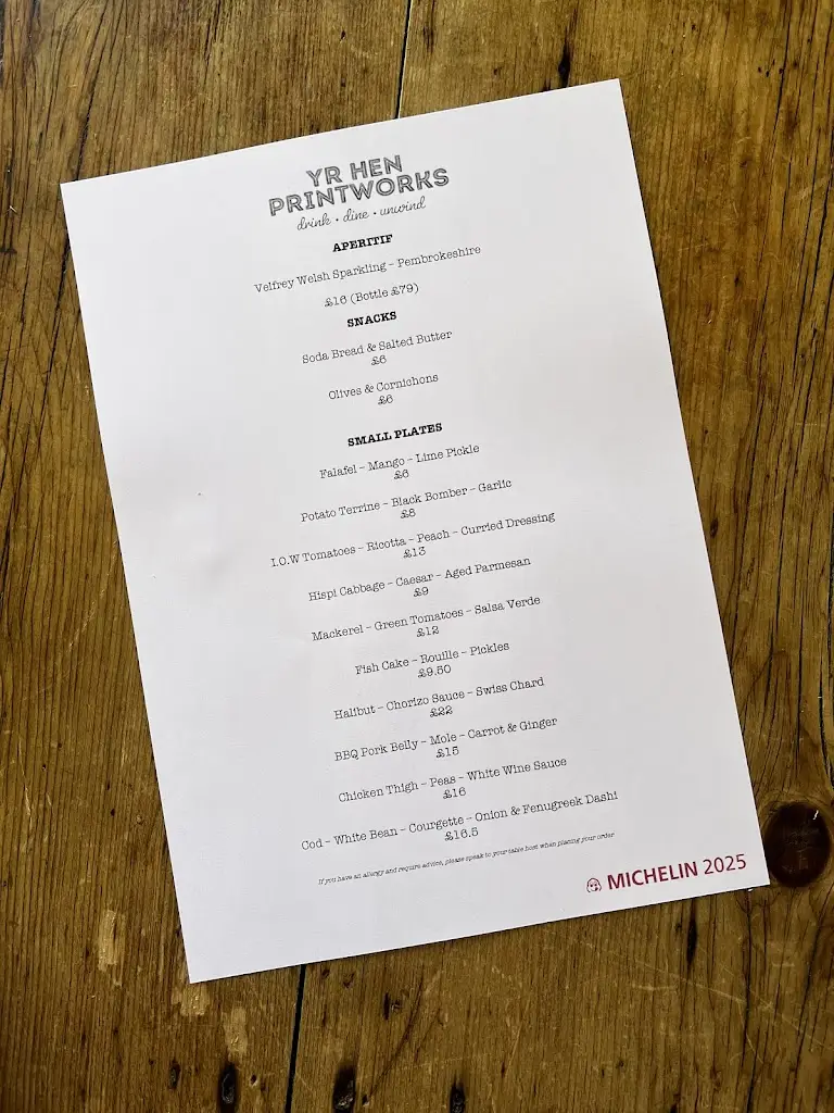 Menu_Yr Hen Printworks_Wales_image_1