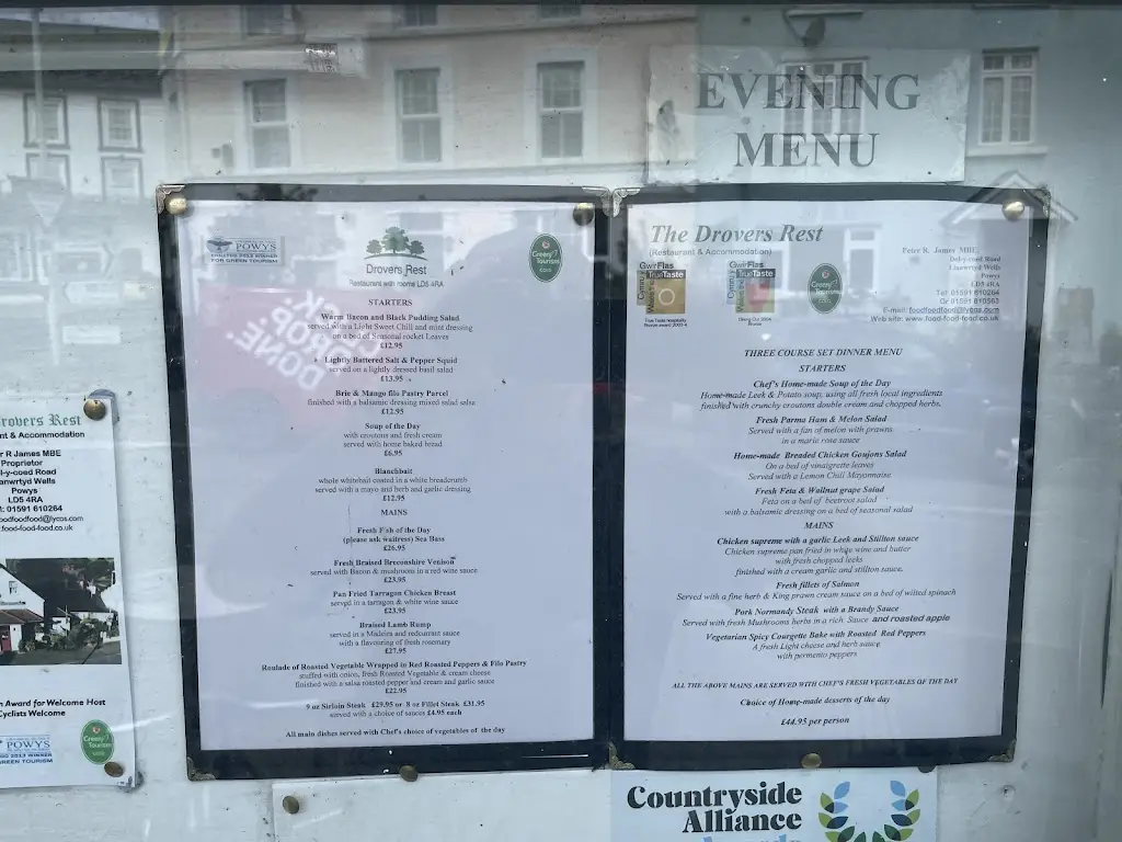 Menu_The Drovers Rest Riverside Restaurant_Wales_image_2