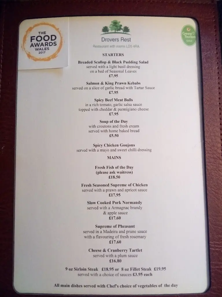 Menu_The Drovers Rest Riverside Restaurant_Wales_image_3