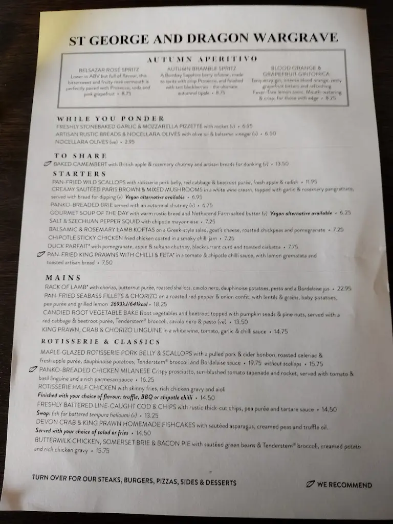 Menu_St George & Dragon Wargrave_Wargrave_image_4