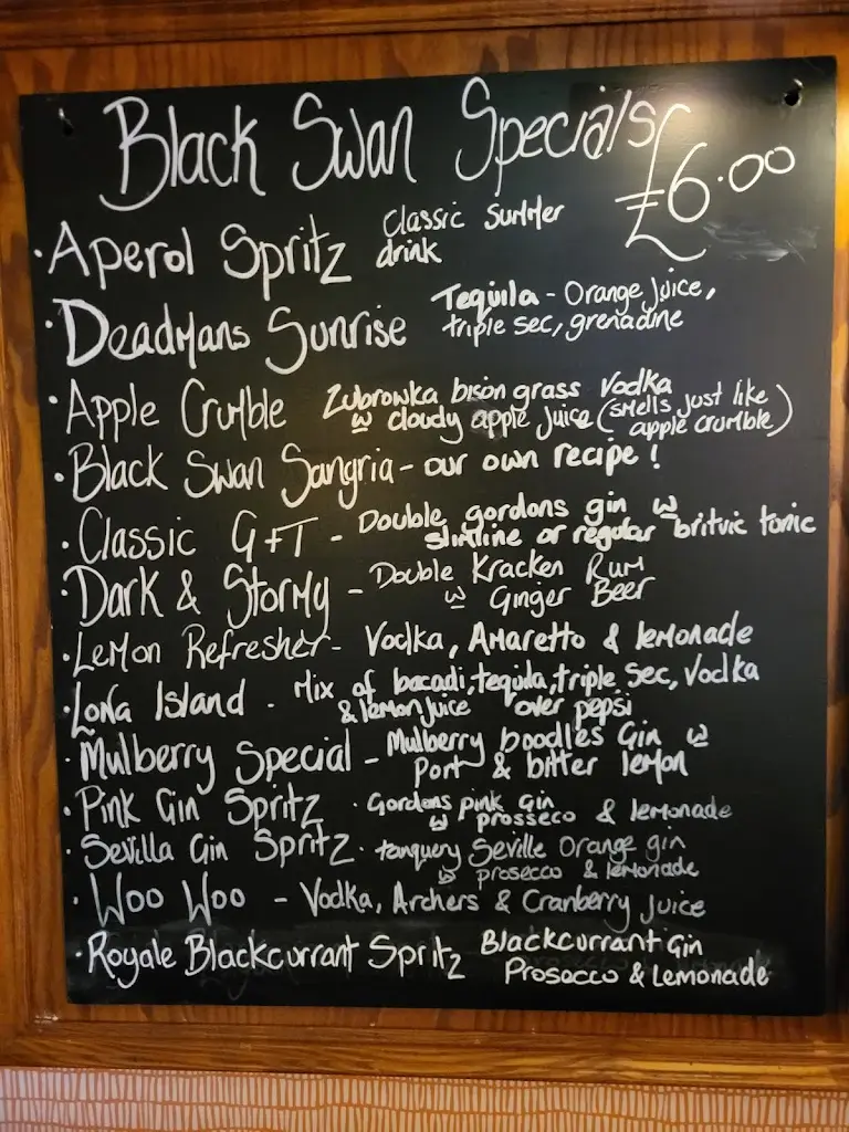 Menu_The Black Swan_Belper_image_1