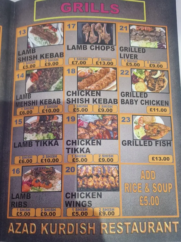 Menu_Azad's Kurdish Restaurant_Walsall_imagen_1