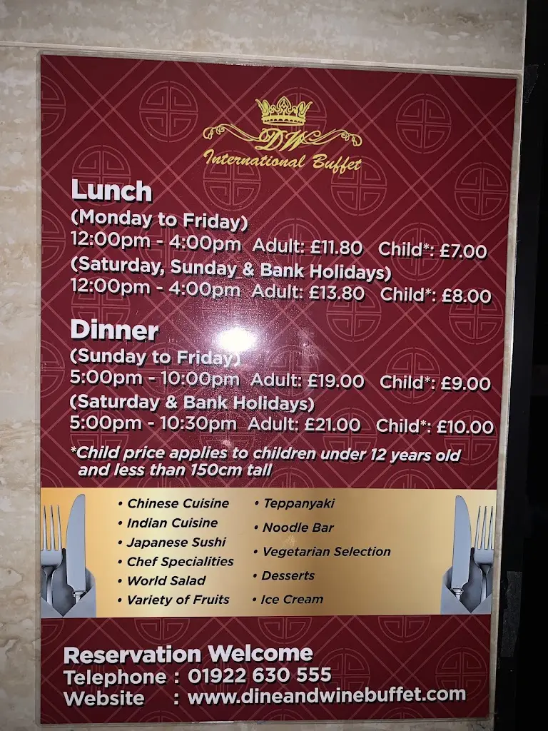 Menu_Dine & Wine Buffet Restaurant_Walsall_immagine_1
