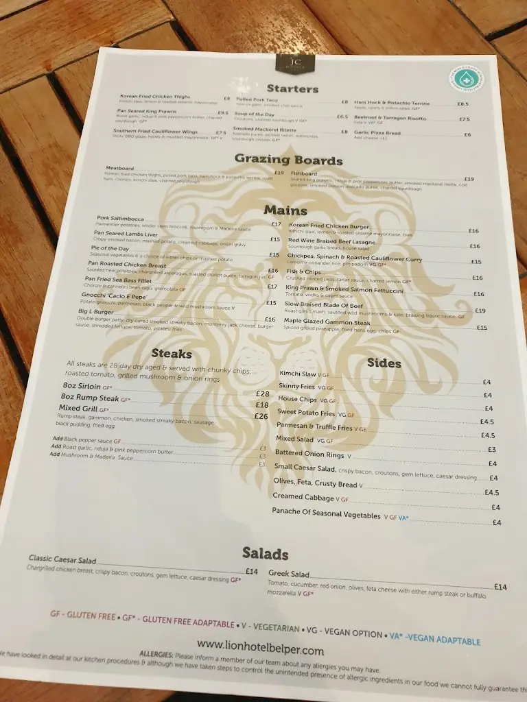 Menu_The Lion Hotel_Belper_immagine_4