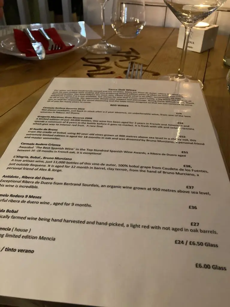 Menu_Tasca Dali_Warwick_immagine_1