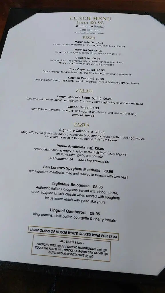 Menu_San Lorenzo Restaurant Warrington_Warrington_image_1
