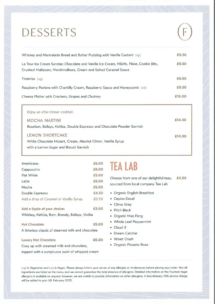 Menu_Fourteen Sky Bar & Restaurant_Water Eaton_image_1