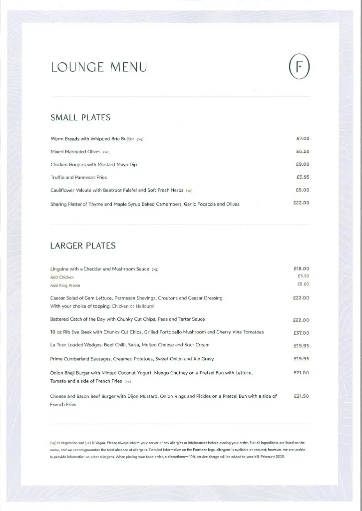 Menu_Fourteen Sky Bar & Restaurant_Water Eaton_image_2